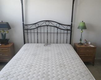 QUEEN BED WITH HEADBOARD AND CANOPY.  EARLY SALE.  $300.  919-417-1950 FOR APPOINTMENT.