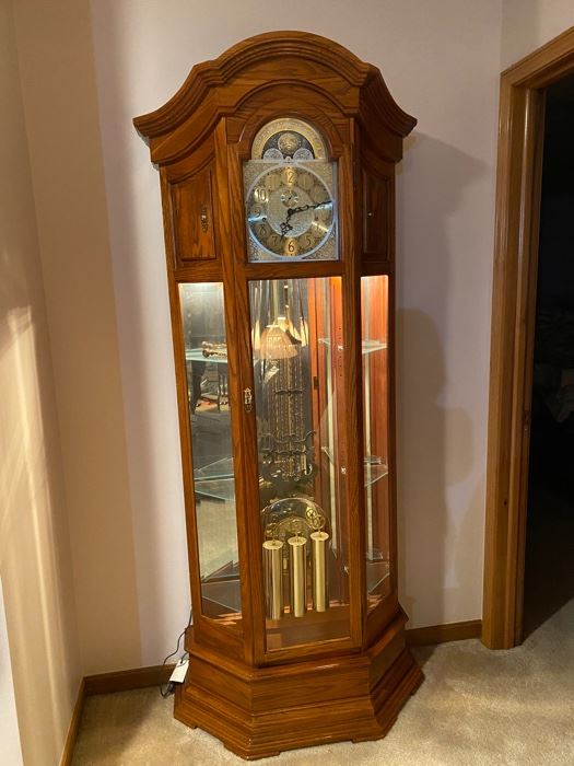 Howard Miller Remembrance Grandfather Clock. Lighted curio cabinet. 