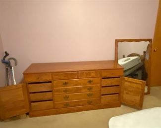 MCM Ethan Allen Baumritter buffet/dresser with mirror, minor damage.