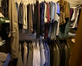 Men’s t-shirts, suits, long sleeve button down shirts, jackets.  