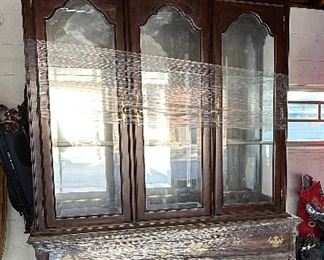 Cherry wood china hutch 