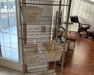 pantry organizer w/ 9 shelves & 6 baskets.