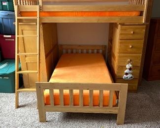 Wonderful bunk beds with drawers and ladder.