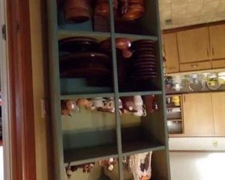 green cabinet, wooden ware