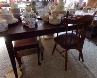 mid century walnut dining table, no chairs