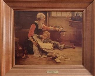 Vintage art mother and child