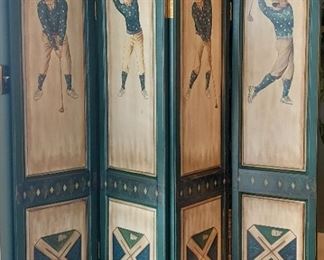 4 panel room divider screen “Golfing motif