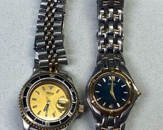 NC808 SEIKO WATCH PAIR GOLD AND SILVER, UNTESTED