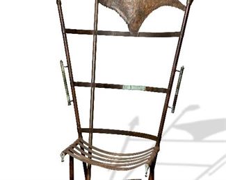 Giacometti style bronze throne chair