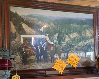 Not 50% off...Rare handcolored photo signed by Haynes of Stagecoach in Yellowstone Park Union Pacific System.  $12,000.00 This photographer and artist is very collectible and brings large prices at auction.  Priced below auction value