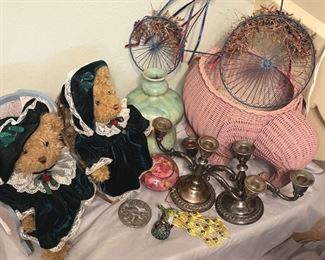 Bears, Peacock, Elephant and Sheridan Silver Plated Candleholders