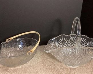 Glass Fruit Bowl and Crystal Cut Basket Bowl