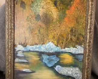 Large Framed Canvas Painting