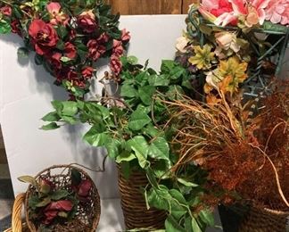 Large Lot Of Floral Arrangement Supplies And Plant Stand