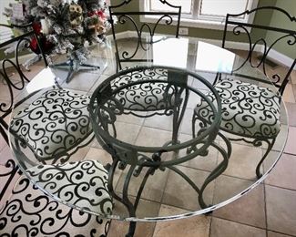 Wrought Iron and Glass Dining Set 