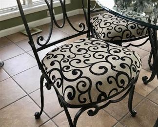Wrought Iron and Glass Dining Set 