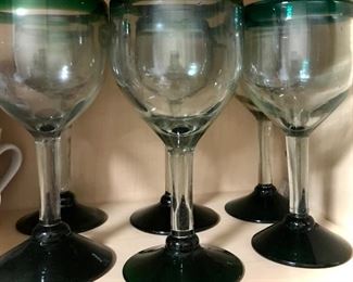 Green Rimmed Stemware 