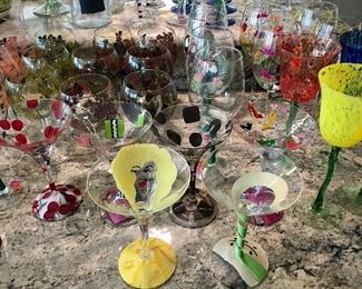 Collection of Stemware, Mostly Hand Painted 