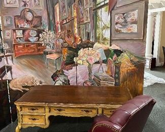 Desk, Chair, beautiful, painting screens.