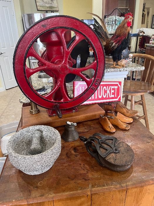 Antique cast iron meat grinder