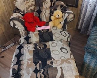 Occasional overstuffed chair with ottoman