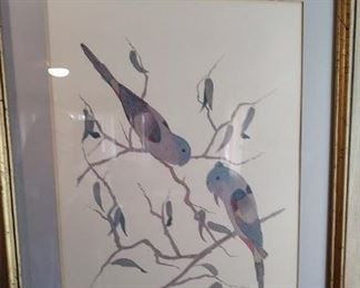 Beautiful numbered print by Moran - Parrots