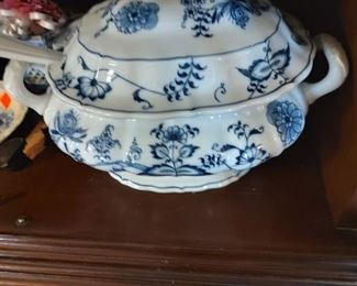 Blue Danube soup tureen with ladle