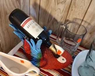 Unique parrot wine bottle holder