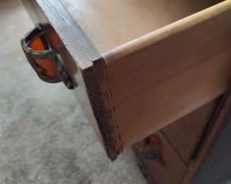 Dovetailed drawers on the antique art deco bedroom set