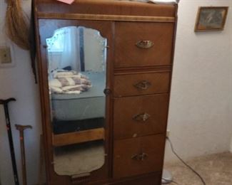 Mirrored wardrobe or armoire from the art deco bedroom set