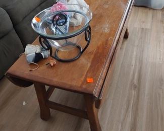 Narrow drop leaf table, used as a coffee table