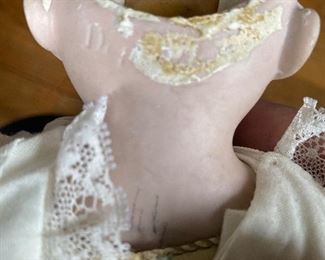 ANTIQUE EUROPEAN BISQUE DOLL MARKED DEP LEATHER BODY SLEEP EYES OPEN MOUTH UPPER TEETH