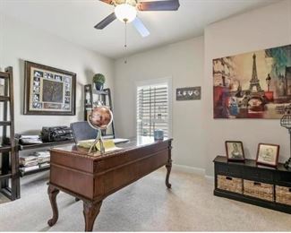 Nice office desk, art, office supplies