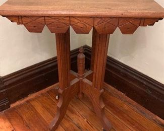 Antique Victorian Eastlake carved walnut parlor table