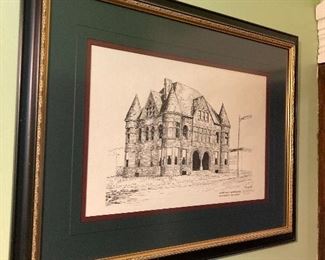 Penciled numbers print of temperance building, Harriman TN