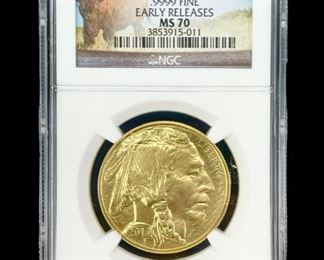 2014 Buffalo $50 .9999 Gold 1 Oz. Early Releases Coin NGC MS 70