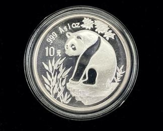 1993 China .999 Silver Panda 1 Oz. 10 Yuan Coin W/ Box 