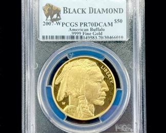 2007-W American Buffalo $50 .9999 Gold 1 Oz. Black Diamond PCGS PR70DCAM Coin