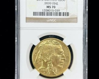 2010 Buffalo $50 .9999 Gold 1 Oz. Coin NGC MS 70