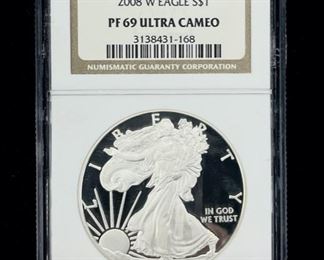 2008-W Eagle $1 .999 Silver 1 Oz. Ultra Cameo Coin NGC PF 69