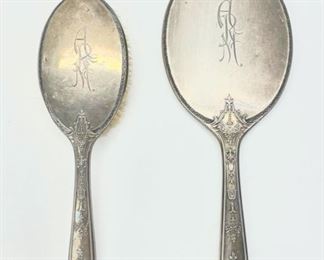 588 Grams Fine Alvin Sterling Silver Weighted Vanity Brush & Mirror