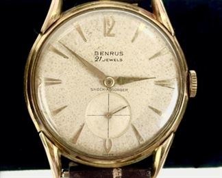 Vintage Benrus 21 Jewel Shock Absorber Gold Tone Mechanical Wristwatch