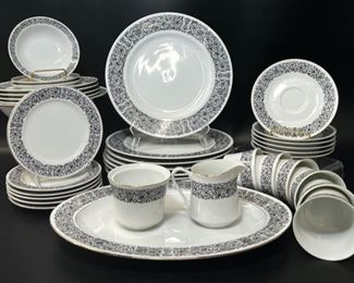 Wyndham Fine China Crete #421 Dinner Plates, Salad Plates, Saucers, Tea Cups, Serving Tray, Creamer, Sugar Jar, & More
