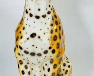 32" Vintage TALL Italian Ceramic Figural Cheetah Hollywood Regency style 