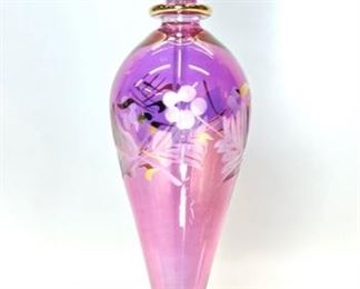 Vintage Hand Blown Middle Eastern Style Etched Perfume Bottle