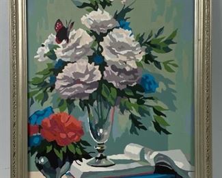  Acrylic Floral Paintings on Board. Unknown Artist 