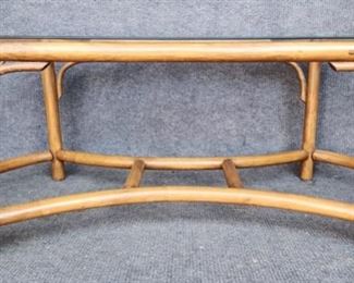 Vintage Bamboo Rattan Glass Top Coffee Table