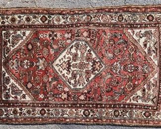Vintage Persian Hand Knotted Area Rug - brown, pink, salmon, red, gray