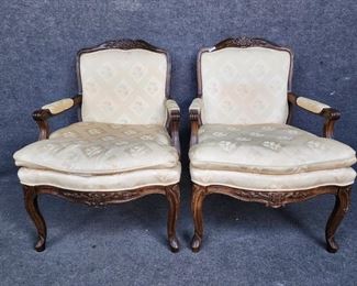 Vintage Bernhardt Furniture French Lounge Hand Carved Chairs