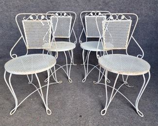 4 Vintage Fancy Iron Outdoor Garden Patio Chairs